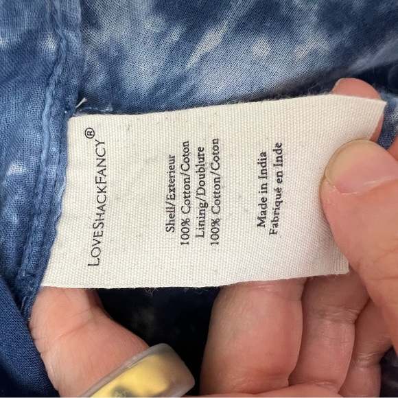 LoveShackFancy Fritzi Ruffle Eyelet Lace Mini Dress Midnight Tie Dye Blue Size 4 - Picture 9 of 9